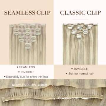 GOO GOO Clip in Hair Extensions Real Human Hair, Remy Human Hair Extensions Clip ins for Women, Natural Human Hair, 22inch 110g 7Pcs, 17A/60A Ash Blonde Highlighted Platinum Blonde