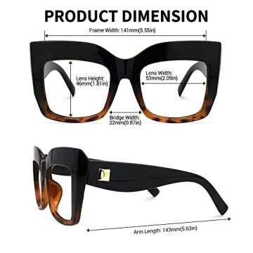 Zeelool Vintage Oversized Thick Cat Eye Glasses for Women with Clear Lenses Alberta FP0668-02 Tortoise