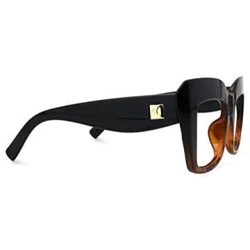 Zeelool Vintage Oversized Thick Cat Eye Glasses for Women with Clear Lenses Alberta FP0668-02 Tortoise