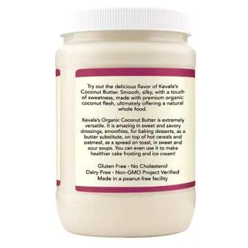 Kevala Organic Coconut Butter - Gluten Free Paste, Spreadable Cream, Coco Spread, Vegan, Non-GMO, Kosher, Without Dairy, No Cholesterol, Jar, 2 lb