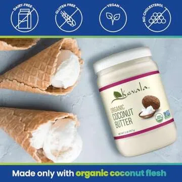 Kevala Organic Coconut Butter - Gluten Free Paste, Spreadable Cream, Coco Spread, Vegan, Non-GMO, Kosher, Without Dairy, No Cholesterol, Jar, 2 lb