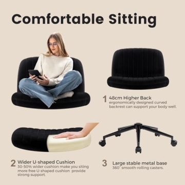 IWMH Armless Wide Seat Office Chair for Home and Office