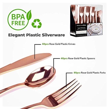 Rose Gold Plastic Cutlery for Elegant Entertaining