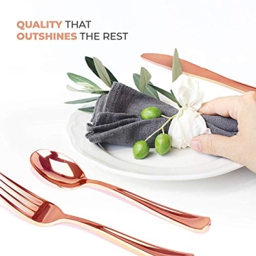 Rose Gold Plastic Cutlery for Elegant Entertaining