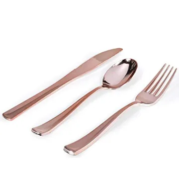 Rose Gold Plastic Cutlery for Elegant Entertaining