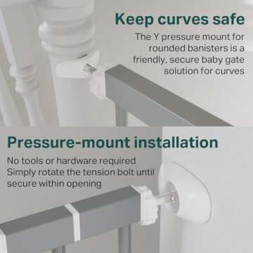 Cumbor 29.7-46" Baby Gate for Stairs, Mom's Choice Awards Winner-Auto Close Dog Gate for The House, Easy Install Pressure Mounted Pet Gates for Doorways, Easy Walk Thru Wide Safety Gate for Dog, Gray