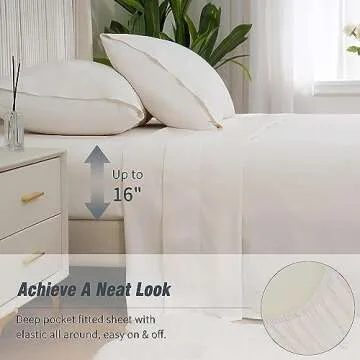 DOWNCOOL King Size 100% Cotton Luxury Bed Sheets Set