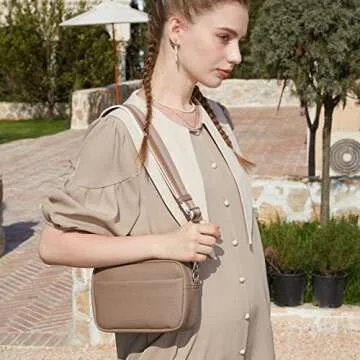 DIVCIDLC Small Crossbody Bag with Wide Guitar Strap Camera Purse Shoulder Handbag Satchel, Brown