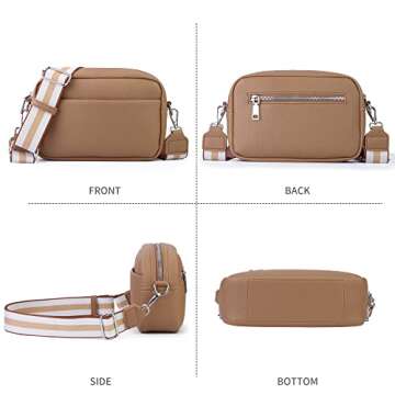 DIVCIDLC Small Crossbody Bag with Wide Guitar Strap Camera Purse Shoulder Handbag Satchel, Brown