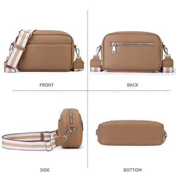 DIVCIDLC Small Crossbody Bag with Wide Guitar Strap Camera Purse Shoulder Handbag Satchel, Brown