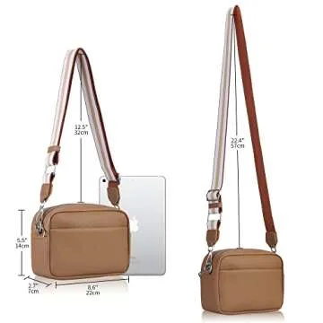 DIVCIDLC Small Crossbody Bag with Wide Guitar Strap Camera Purse Shoulder Handbag Satchel, Brown