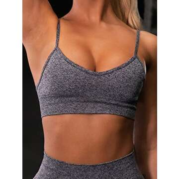 OQQ Women 3 Piece Yoga Crop Tank Top Paded Sports Bra Fitness Running Cami Workout Shirts Grey Blue White