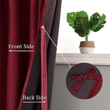 Hiasan Red Velvet Curtains 90 inch Blackout Rod Pocket Thermal Insulated Soft Curtains Room Darkening Window Drapes with Tiebacks for Bedroom Living Room, Set of 2 Panels for Christmas, 52W x 90L
