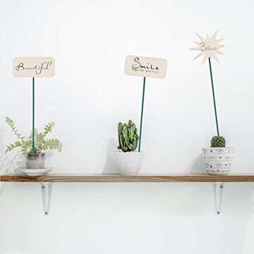 GROWNEER 36 Packs 17 Inches Green Wood Plant Stakes Wooden Floral Support Garden Sticks with Tape and 78 Inches Garden Ties for Wedding Holiday Décor Gift DIY