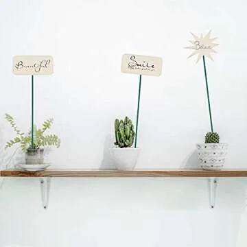 GROWNEER 36 Packs 17 Inches Green Wood Plant Stakes Wooden Floral Support Garden Sticks with Tape and 78 Inches Garden Ties for Wedding Holiday Décor Gift DIY