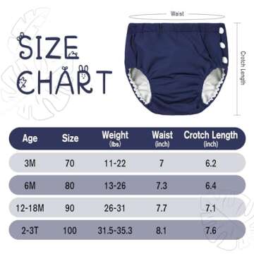 Durio Reusable Swim Diapers Washable Baby Swim Diaper Unisex Infant Toddler Swimming Diapers B White & White 2-3T