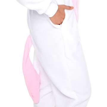 Silver Lilly Slim Fit Animal Pajamas - Adult One Piece Cosplay Unicorn Costume (Pink, Medium)