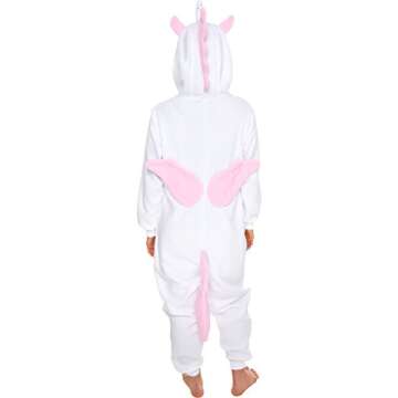 Silver Lilly Slim Fit Animal Pajamas - Adult One Piece Cosplay Unicorn Costume (Pink, Medium)