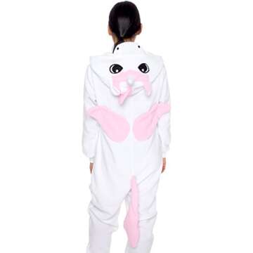 Silver Lilly Slim Fit Animal Pajamas - Adult One Piece Cosplay Unicorn Costume (Pink, Medium)
