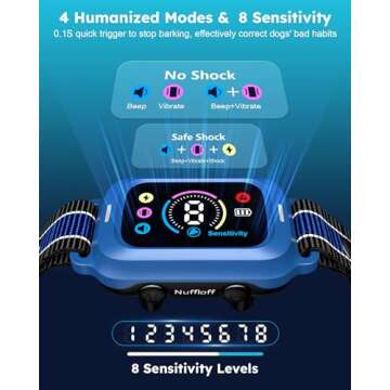 Bark Collar - Automatic Anti Barking Collar with 8 Sensitivity, Rechargeable Smart Bark Collar for L...