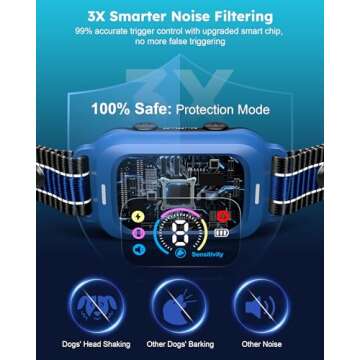 Bark Collar - Automatic Anti Barking Collar with 8 Sensitivity, Rechargeable Smart Bark Collar for Large Medium Small Dogs, Waterproof Bark Training Collar with Adjustable Beep Vibration Static Modes