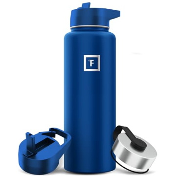 IRON °FLASK Camping & Hiking Hydration Flask with 3 Lids - Stainless Steel, Double Walled & Vacuum ...