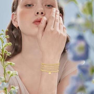 YWOYWO Personalized 18K Gold Bracelets Set for Women