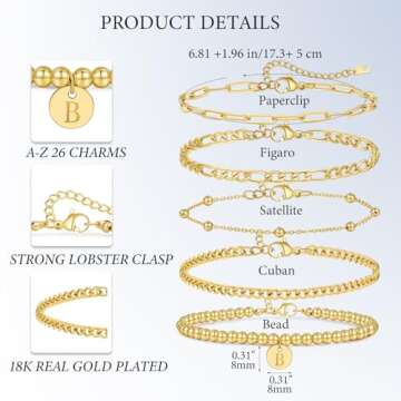 YWOYWO Personalized 18K Gold Bracelets Set for Women