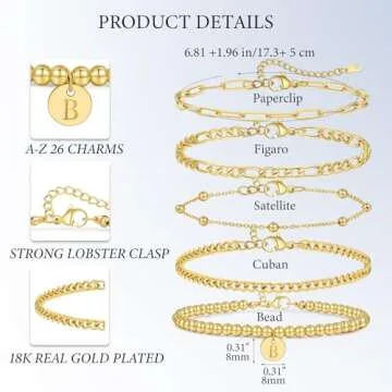 YWOYWO Personalized 18K Gold Bracelets Set for Women