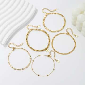 YWOYWO Personalized 18K Gold Bracelets Set for Women