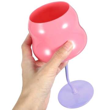 Amosfun Rose Cocktail Glasses Cute Wine Goblet Decorative Stemmed Cup Colored Flower Shaped Glassware for Wine Drinks Ice Cream Dessert Pink