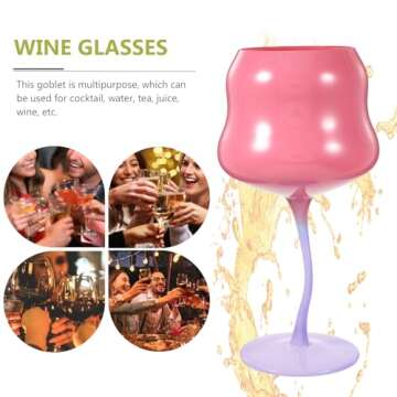 Amosfun Rose Cocktail Glasses Cute Wine Goblet Decorative Stemmed Cup Colored Flower Shaped Glassware for Wine Drinks Ice Cream Dessert Pink
