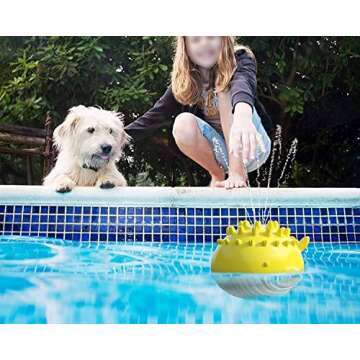 66% 3-in-1 Water Floating Pet Toy for Dogs! Electric, Chewable, and Spray Water for Bathing and Swimming Fun! Batteries not Included.