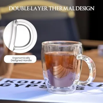 YUNCANG Double-Wall Espresso Mugs Set of 2 for Coffee Lovers