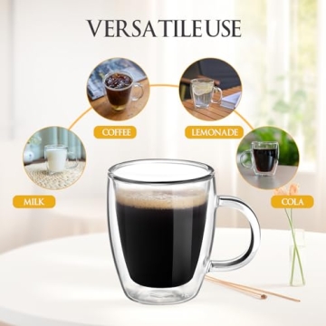 YUNCANG Double-Wall Espresso Mugs Set of 2 for Coffee Lovers