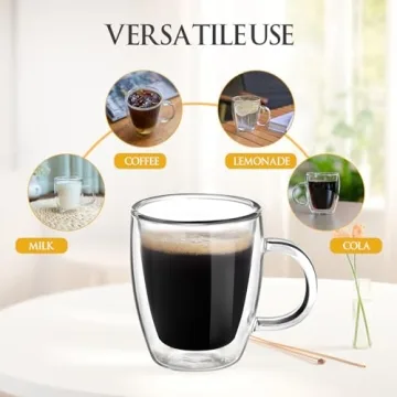 YUNCANG Double-Wall Espresso Mugs Set of 2 for Coffee Lovers