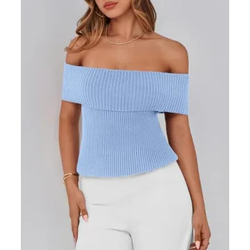 PRETTYGARDEN Women's Off Shoulder Sweater for Summer Style
