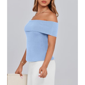PRETTYGARDEN Women's Off Shoulder Sweater for Summer Style