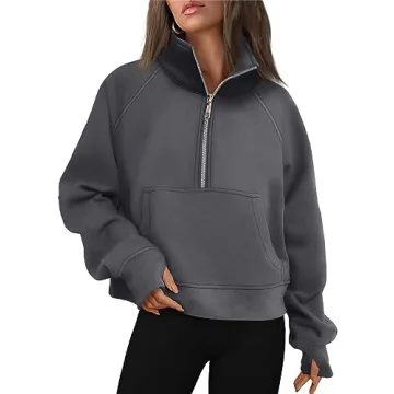 AUTOMET Womens Sweatshirts Half Zip Cropped Pullover Fleece Quarter Zipper Hoodies 2025 Fall Fashion...