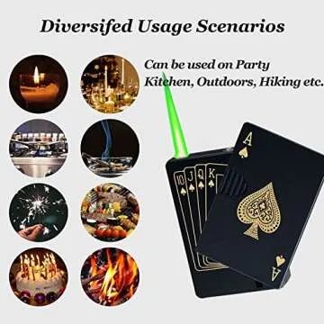 Jet Torch Lighter - Green Flame Ace Card Design - Gift Ready