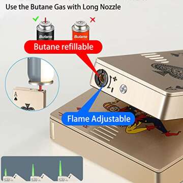 Jet Torch Lighter - Green Flame Ace Card Design - Gift Ready