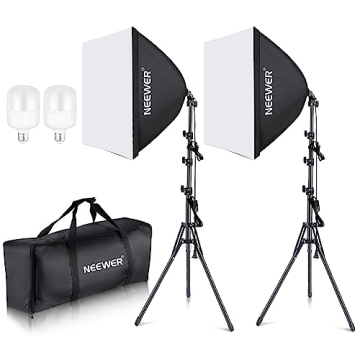 Neewer 700W Equivalent Softbox Lighting Kit, 2Pack UL Certified 5700K LED Lighting Bulbs, 24x24 inch...