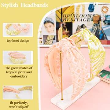BEGOOD Headbands for Women Embroidery Knotted Headband Fashion Top Knot Hairbands Non Slip Wide Head...