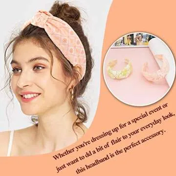 BEGOOD Headbands for Women Embroidery Knotted Headband Fashion Top Knot Hairbands Non Slip Wide Head Band Girls Gift Hair Accessories 2Pcs