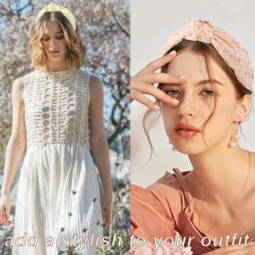 BEGOOD Headbands for Women Embroidery Knotted Headband Fashion Top Knot Hairbands Non Slip Wide Head Band Girls Gift Hair Accessories 2Pcs