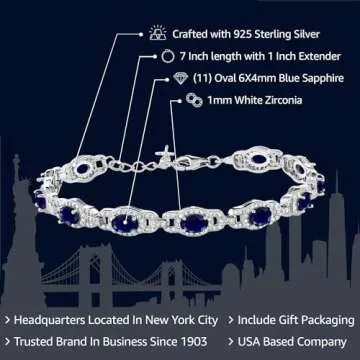 Gem Stone King 925 Sterling Silver Blue Sapphire Tennis Bracelet - 9.71 Cttw, Birthstone Jewelry wit...