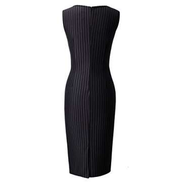 VFSHOW Womens Elegant Black and White Striped Slim Zipper up Work Business Office Party Sheath Dress 2619 BLK M
