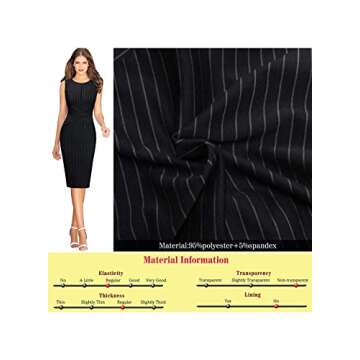 VFSHOW Womens Elegant Black and White Striped Slim Zipper up Work Business Office Party Sheath Dress 2619 BLK M