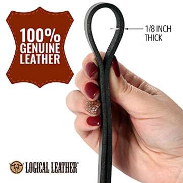 Logical Leather 6 Foot Dog Leash - Best for Training - Heavy Full Grain Leather Lead - Black