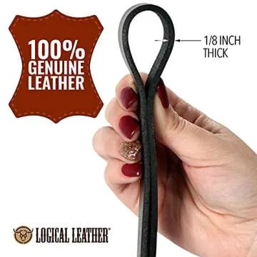 Logical Leather 6 Foot Dog Leash - Best for Training - Heavy Full Grain Leather Lead - Black